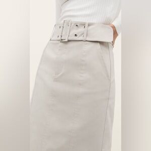 Stradivarius Beige Midi Skirt with Silver Hardware